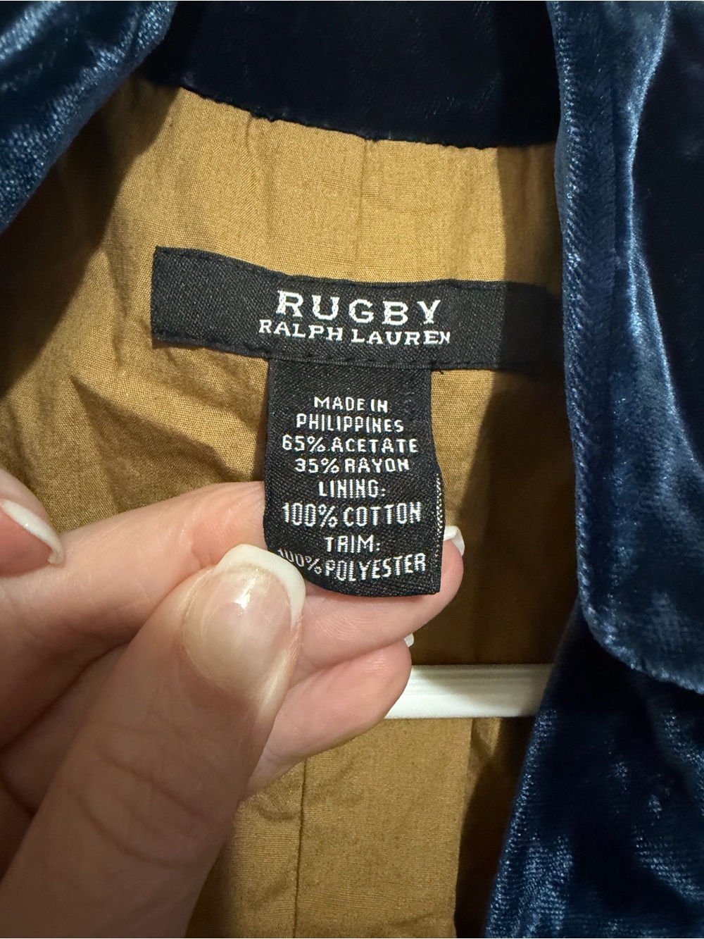 Vintage Ralph Lauren Deep Navy Velvet Button Jacket - Picture 4 of 7